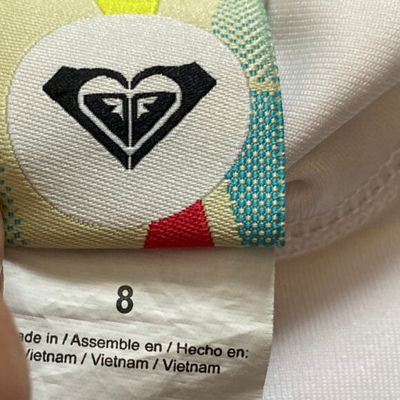 ROXY Women Size 8 Top Rashguard UV Tech Mock Neck Long Sleeve Shirt White - Picture 7 of 8